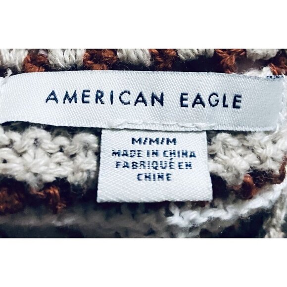 American Eagle AE Womens Medium Striped Cropped Tank Sweater Brown Boho - Picture 4 of 6